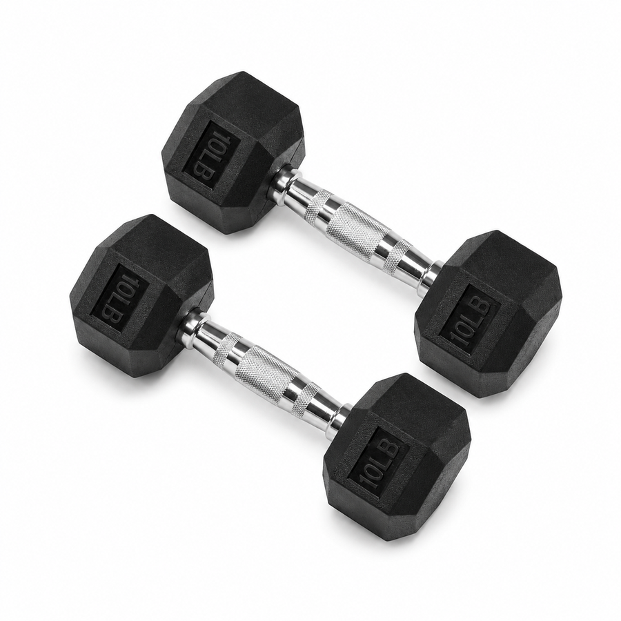 Rubber Coated Hex Dumbbells for Home Training