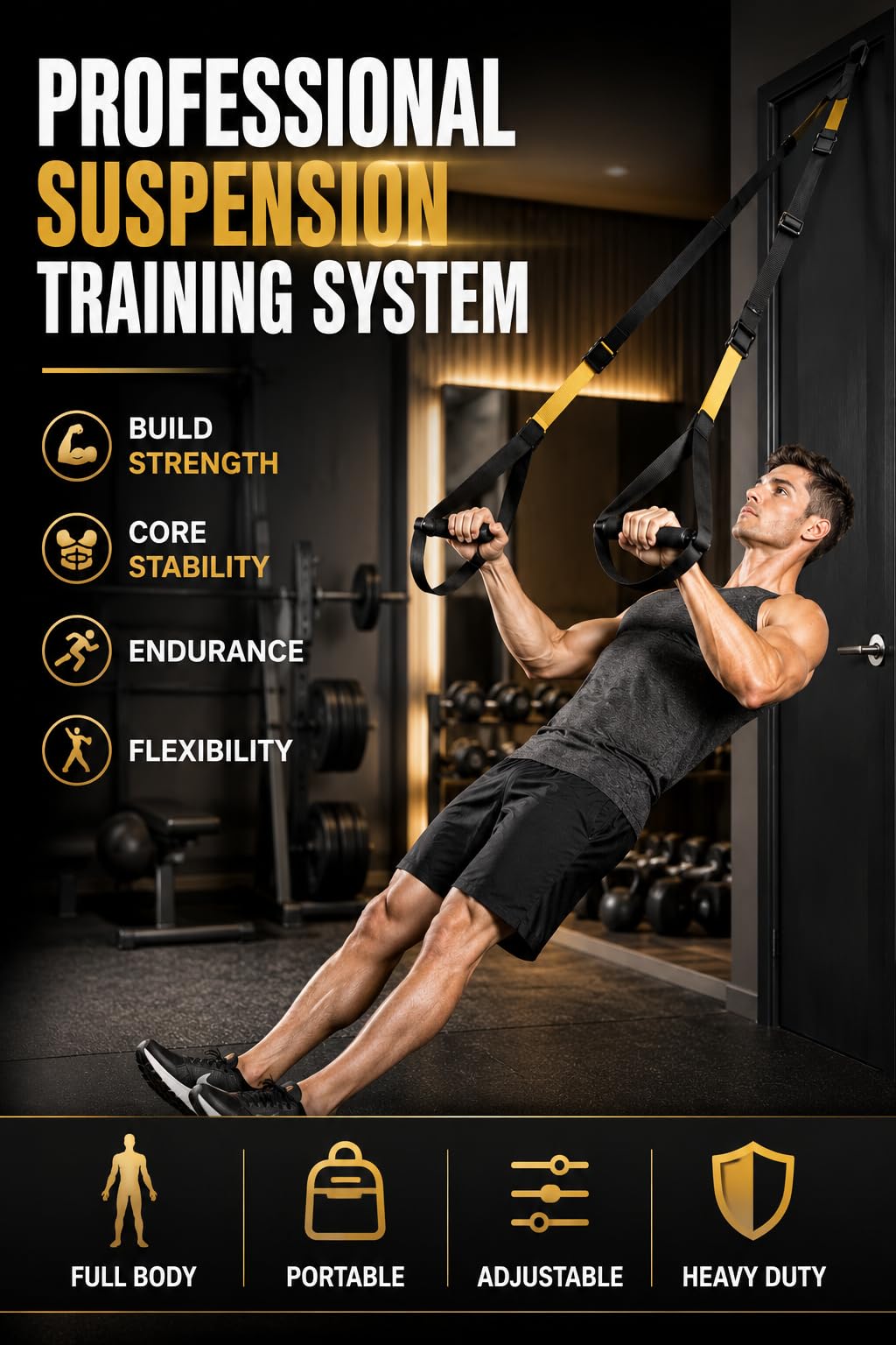 Suspension Trainer System for Full Body Workouts