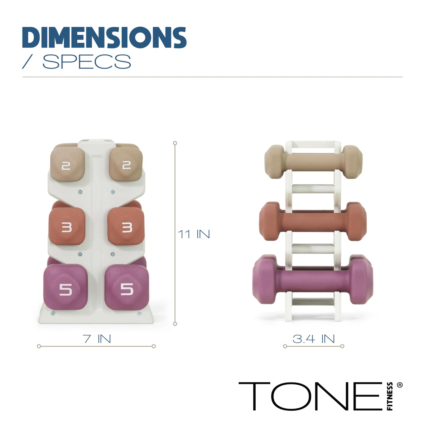 Neoprene Dumbbell Set with Storage Rack