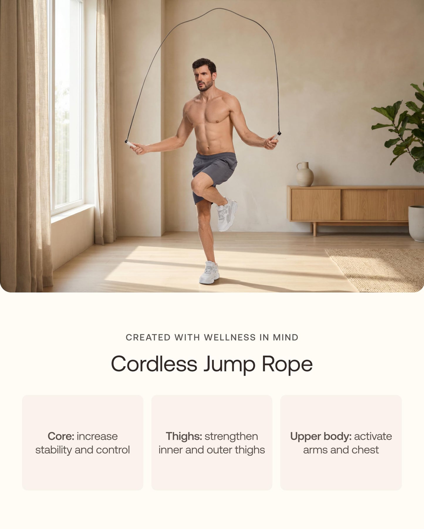 Cordless Jump Rope with Counter for Workouts
