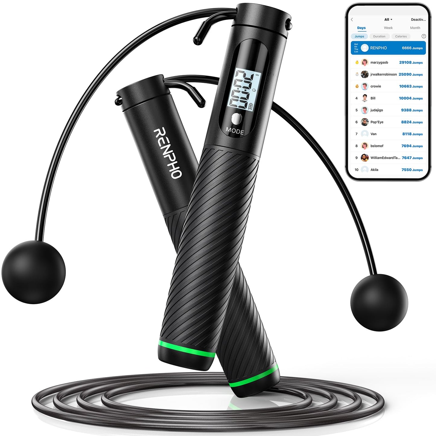 Smart Cordless Jump Rope with Counter Tracking