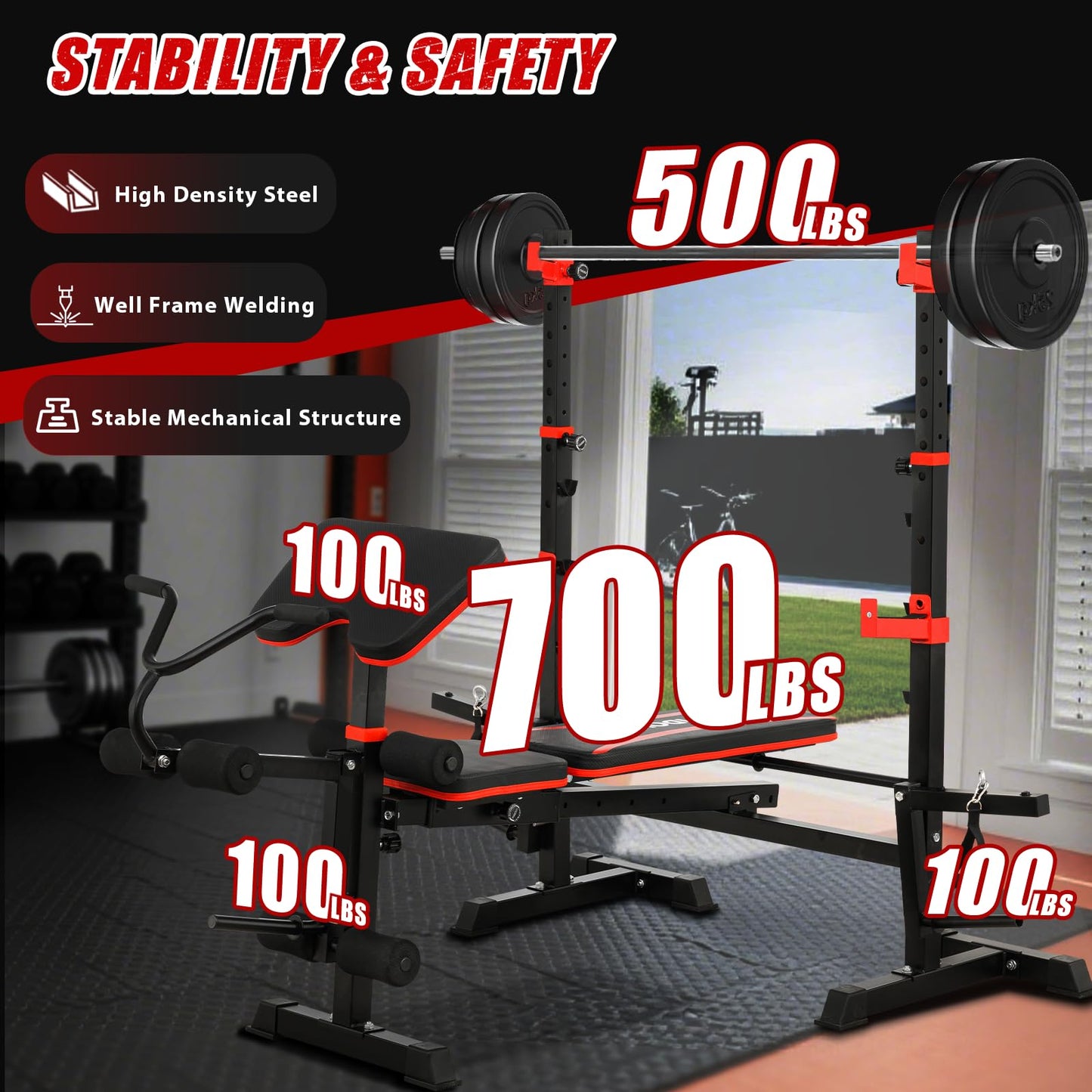 8-in-1 Adjustable Weight Bench for Home Gym