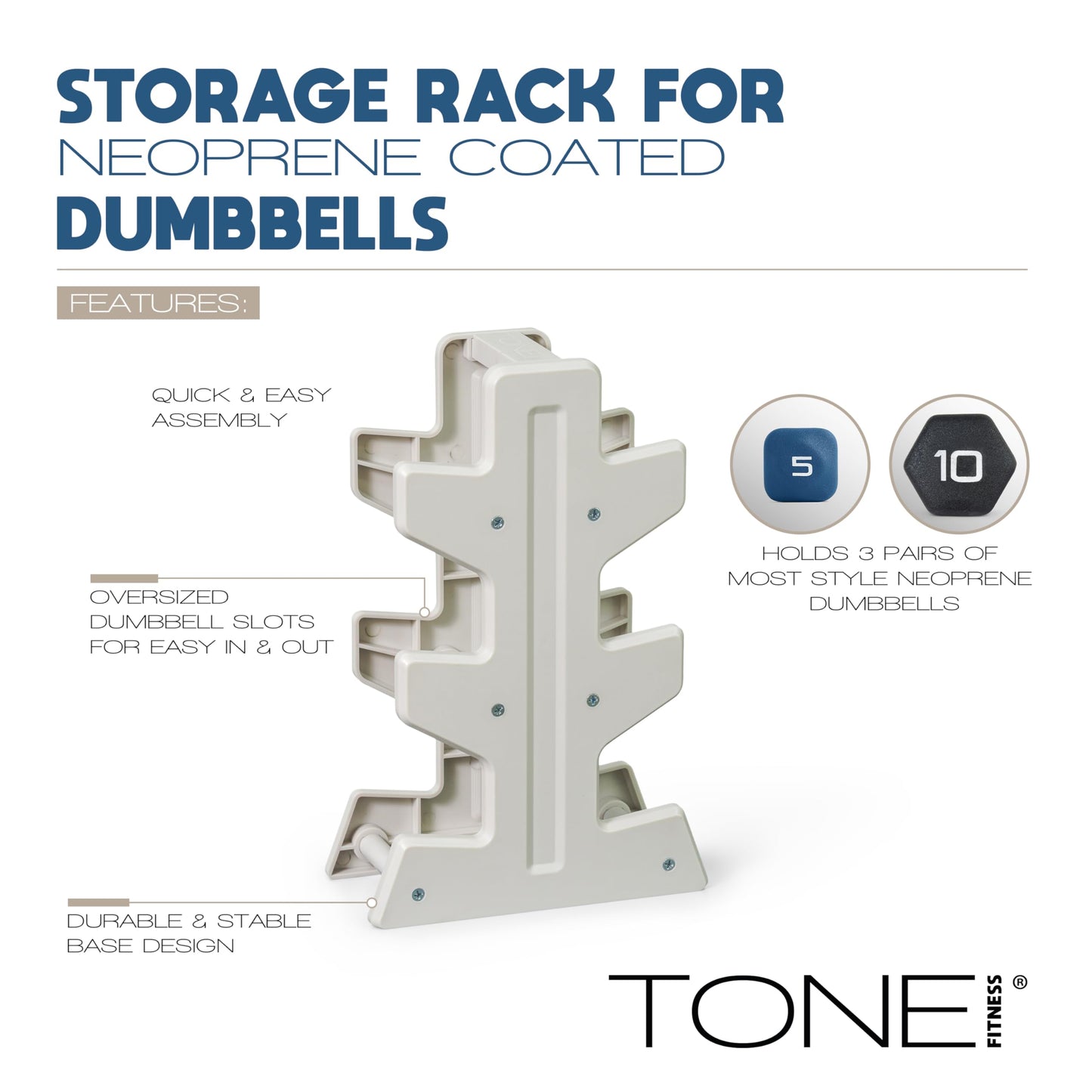 Neoprene Dumbbell Set with Storage Rack
