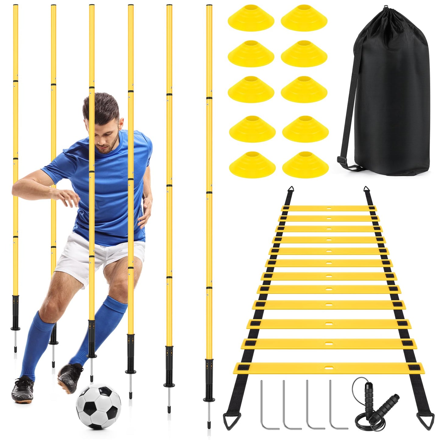 Soccer Agility Training Set with Poles & Ladder
