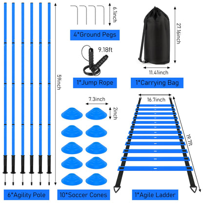 Soccer Agility Training Set with Poles & Ladder