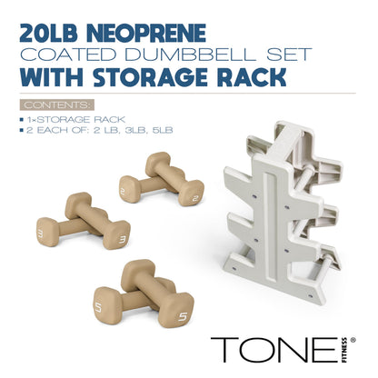 Neoprene Dumbbell Set with Storage Rack
