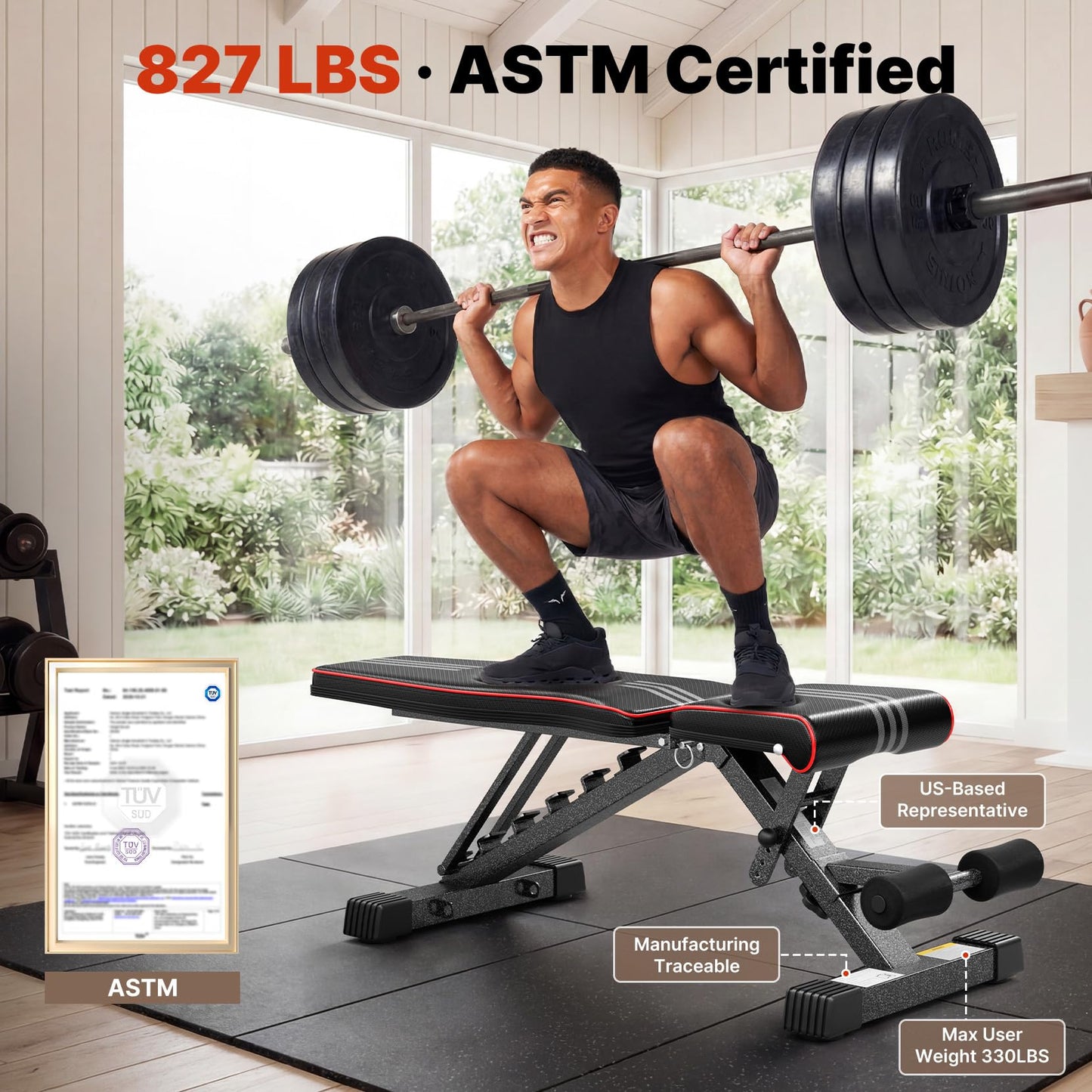 Adjustable Weight Bench for Home Gym Training