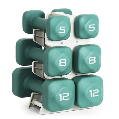 Neoprene Dumbbell Set with Storage Rack